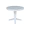 International Concepts 36 in. Solid Wood Round Top Pedestal Table with 12 in. Leaf - 30.1 in.High - Dining Height in White K08-36RXT-23B - alternate 6